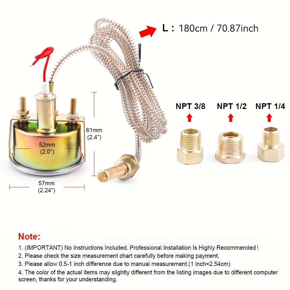 5.08 cm Universal Dual Scale Water Temperature Gauge