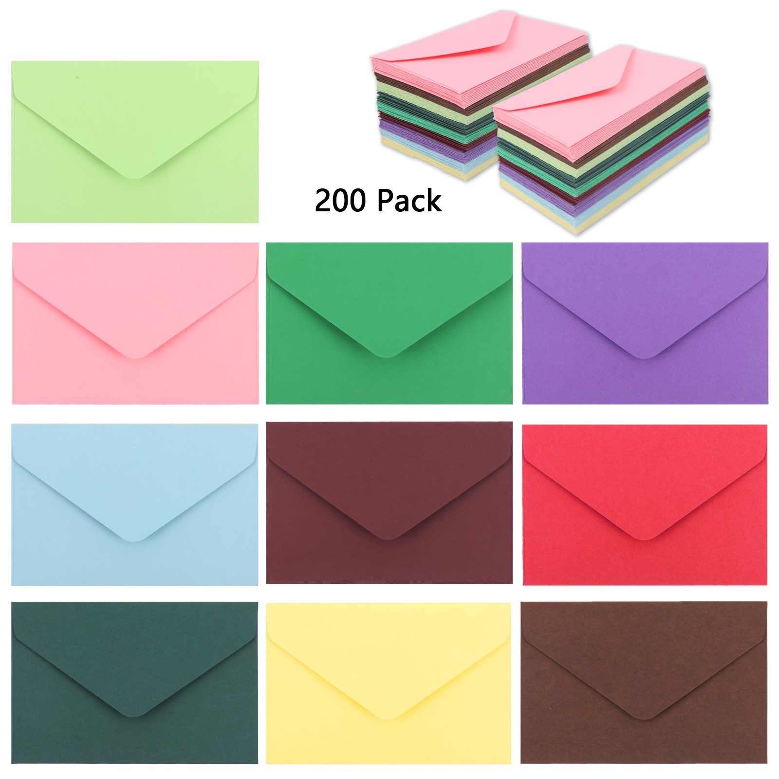 TEMU Confezione da 200 bustine mini per carte regalo, 10 colori assortiti casuali, bustine piccole con per biglietti da , bustine tascabili per