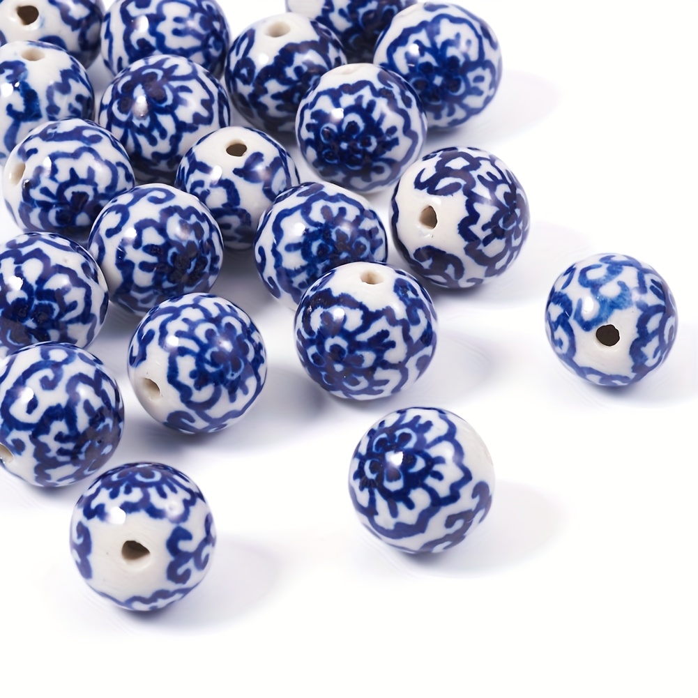 20pcs Handmade Qinghua Porcelain Beads for DIY Jewelry Making