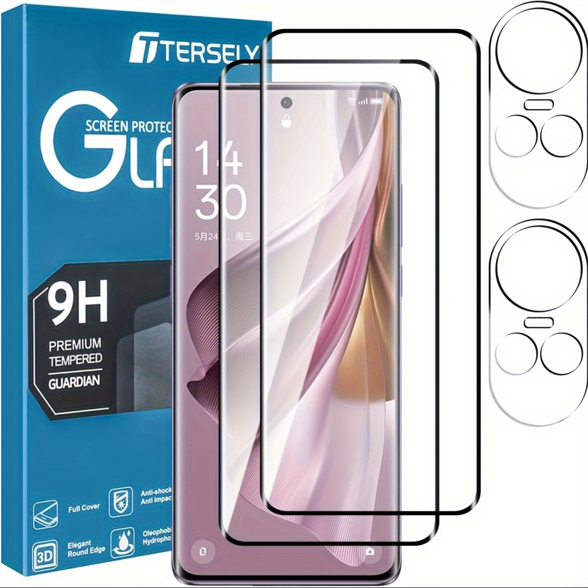 

2+2 Packs Screen Protector For Oppo Reno 10 5g/ Reno 10 Pro 5g 6.7inch With Camera Lens Protector, Tempered Glass Film, Hd Clear