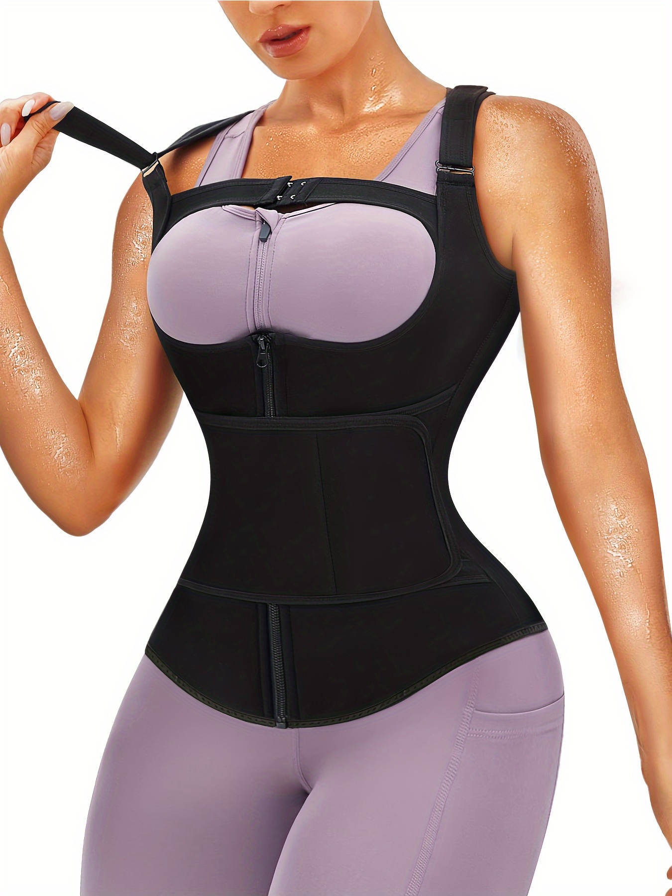 Waist Trainer Vest for Women Zipper Corset Body Shaper Tummy Control  Neoprene Cincher Sweat Sauna Tank Top Slimming Shapewear
