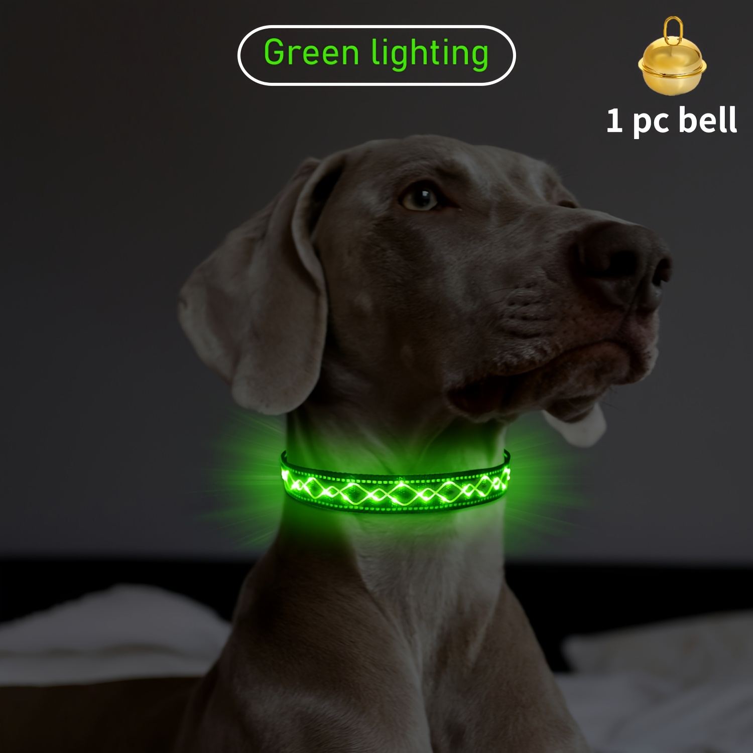 Rechargeable LED Dog Collar Set with Decorative Pet Bell