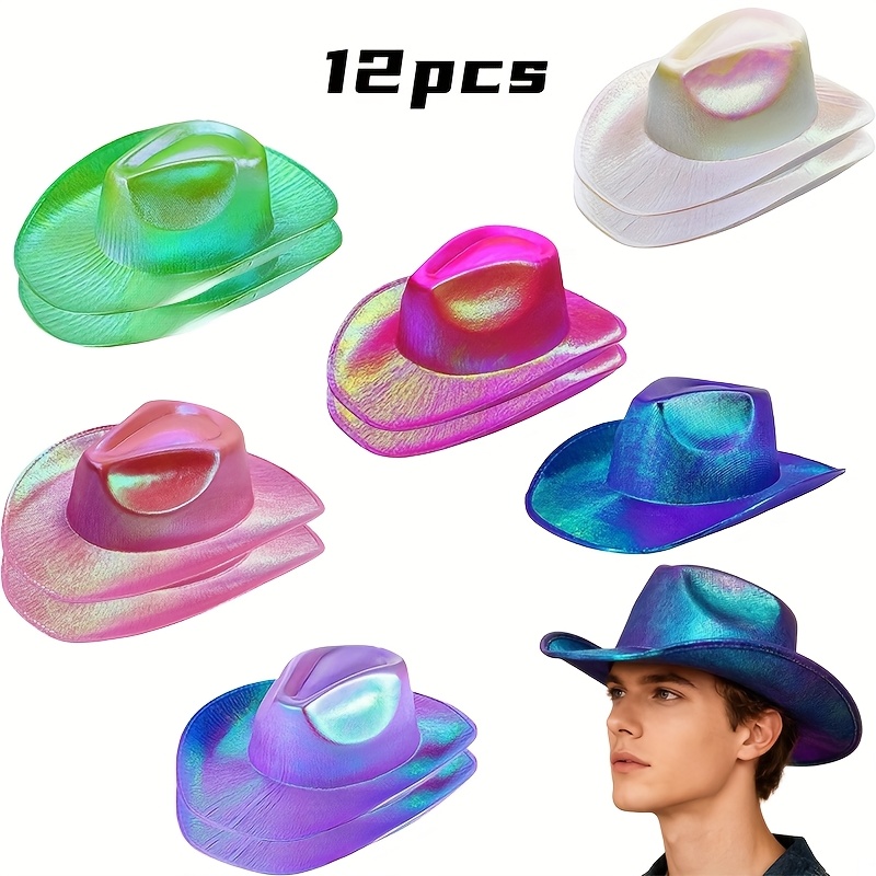 TEMU 12pcs Set/color White, Green, Purple, Dark Purple, Rose Red, Pink Decorative Hat Suitable For Daily Wear At Holiday Performances And Parties.