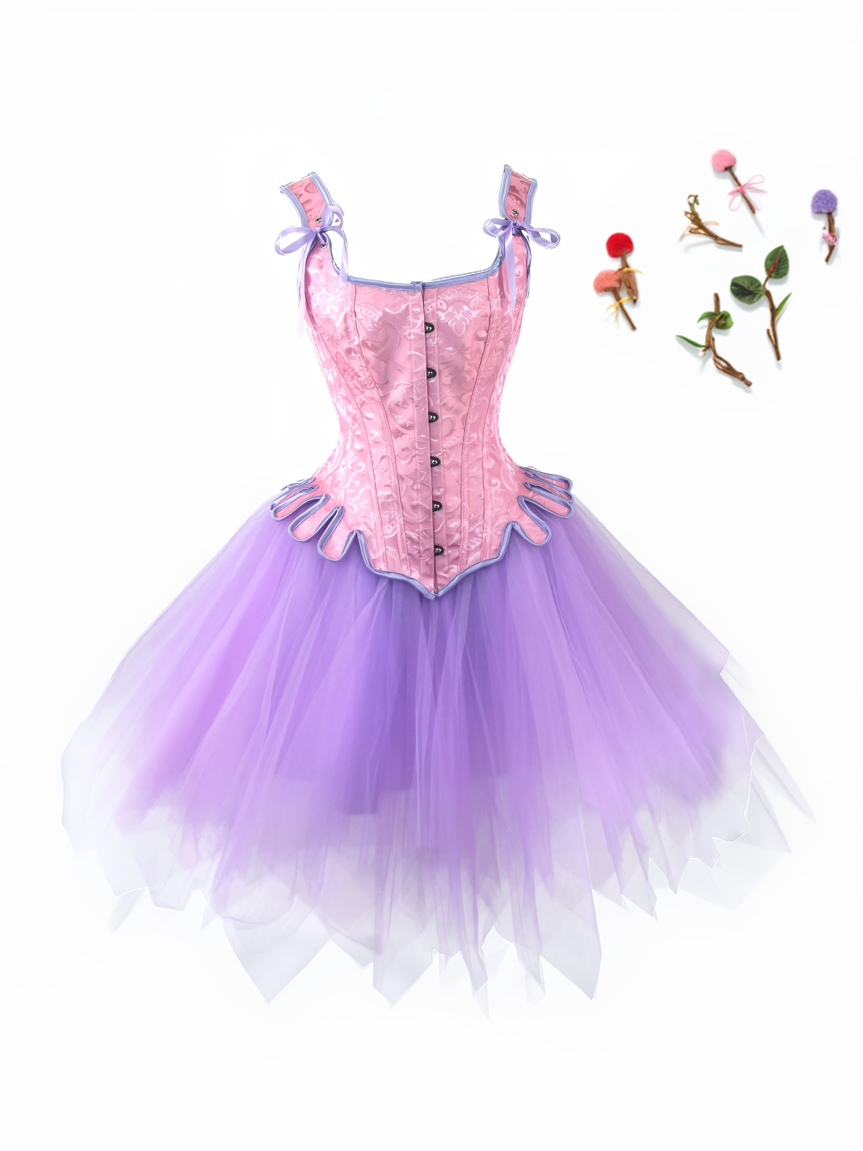 retro jacquard corset tutu skirt elf fairy shaping set - Temu