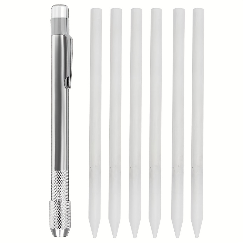 TEMU 1 Silvery Metal Round Welding Marking Scribing Pen With White Refills / White Refills, For Use As An Auxiliary Marking Tool For Metal, Aluminum,