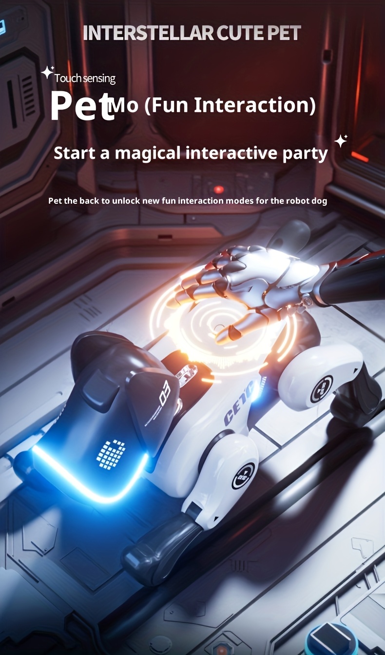 Intelligenter Roboterhund, elektrischer ferngesteuerter gehender Technologiehund, elektronisches Haustierhund, ferngesteuerter Spielzeugroboter, ferngesteuertes Auto, Spielzeugauto, elektronisches Haustier, intelligenter interaktiver Tanz-Roboterhund, programmierbarer Roboterhund, berührbar