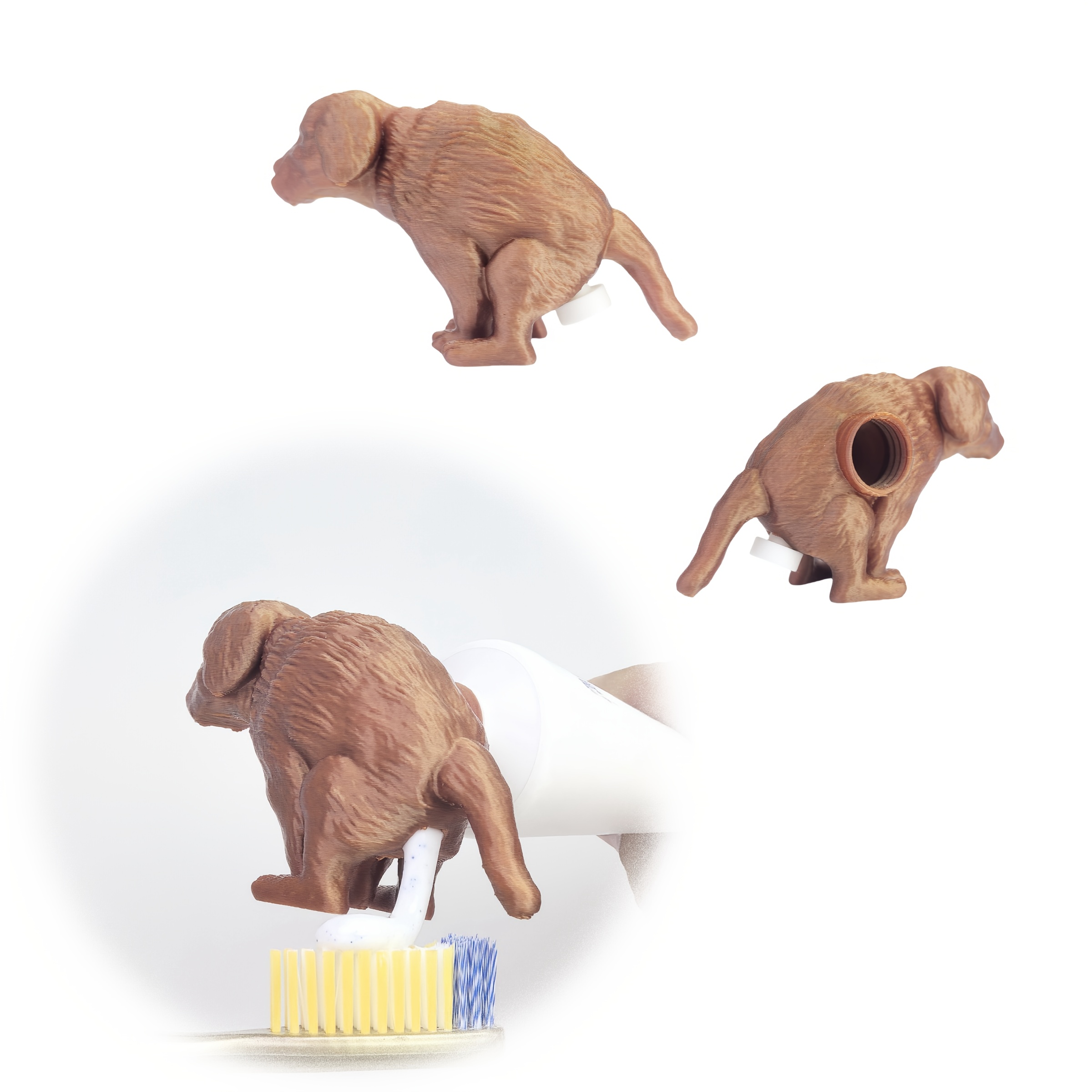 

1pc Golden Retriever Puppy Toothpaste Dispenser, Funny Pooping Dog Cap, Plastic Non-electric Toothpaste Topper, Featherless, Ideal For Christmas, Halloween, Thanksgiving, New Year Gifts For Dog Lovers