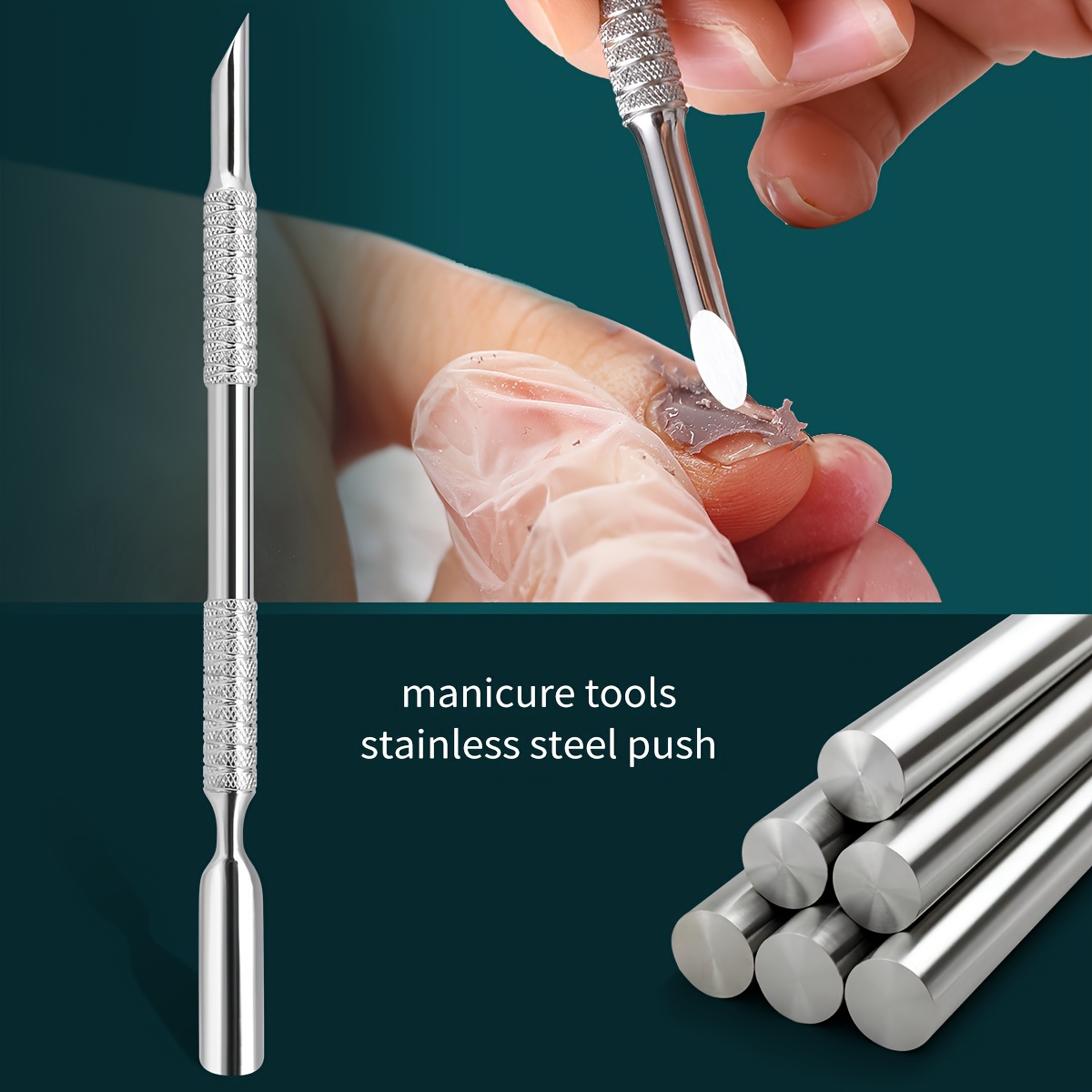 

Pousse-ongle en acier inoxydable professionnel, -ongle à double tête avec 240, outil de préparation d'ongle pour manucure pédicure art, parfum, produit de soins des ongles pour les pieds et .