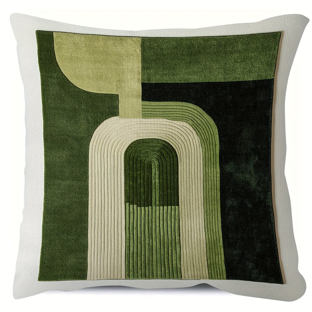 

1pc Mid-century Balance Green Pillow Cover 18x18 Inches – Double-sided Plush Decorative Accent Case With Zipper Closure, , No Insert Included, Machine Washable Polyester