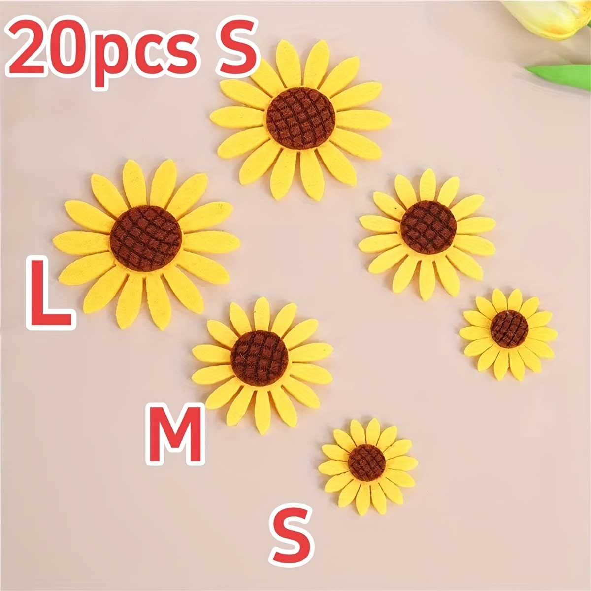 20pcs Felt Sunflower Diy Craft Accessories, Multi-functional Hair Ties And Headwear For Clothing And Accessories