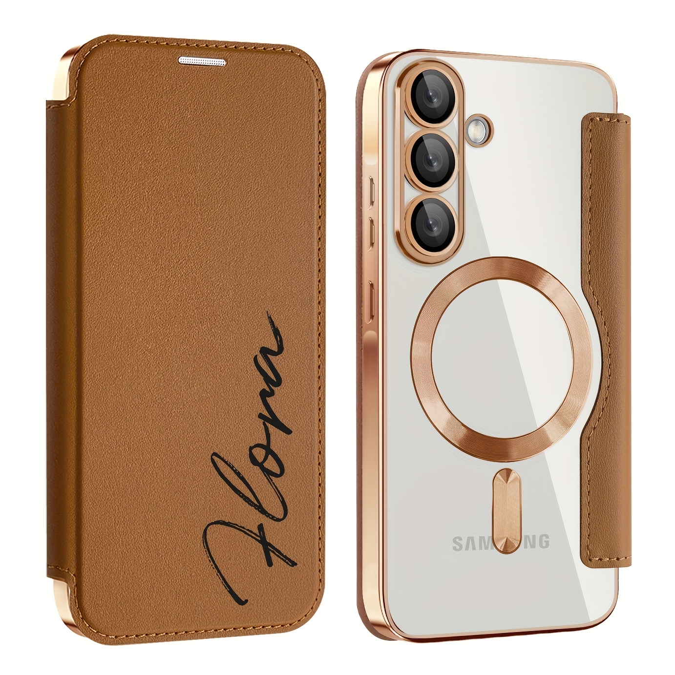 TEMU Phone Case Diy Custom Name Flip Leather Pattern Phone Case For Galaxy S25ultra S24ultra S23ultra S22ultra