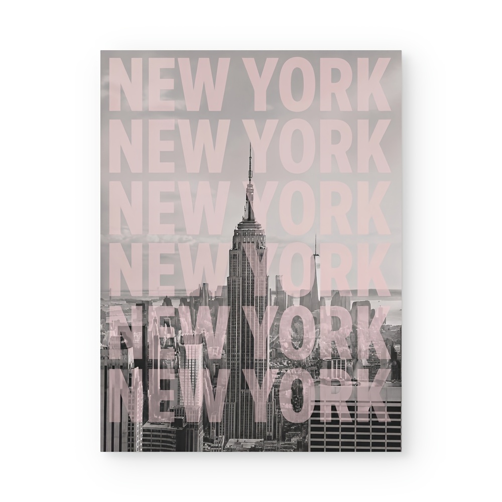 TEMU 2d Flat, Large Vertical Nyc Wall Art Poster - Minimalist Monochrome Cityscape Print Suitable For Living Room, Bedroom, Decor - Unframed Vertical