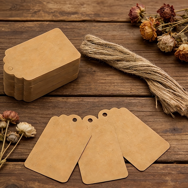 TEMU 49pcs Tags, Paper Gift Tags, Lined Paper Tags, 7cm X 4cm Blank Tags, Suitable For Handicrafts, Weddings, Christmas, Baking Decorations, Biscuit