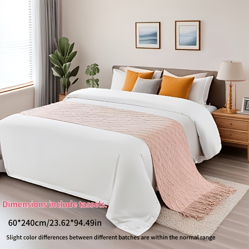 TEMU Toalla decorativa atmosférica para pie de cama, decorativa para pie de cama, sofá, dormitorio, , minimalista de lujo , de cama, colcha, toalla
