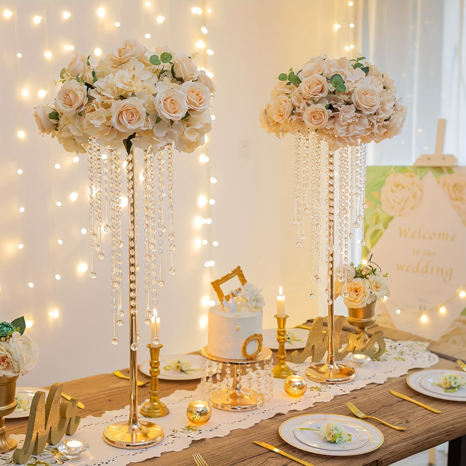 2d flat tall vases wedding centerpiece 29 5in metal flower