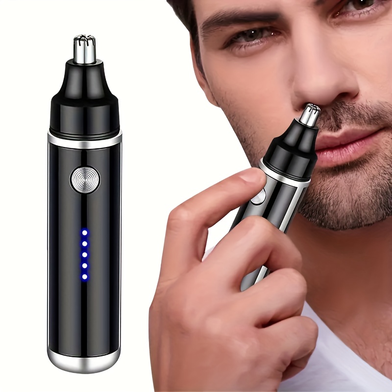 men women electric nose hair trimmer   nose hair trimmer for nose eyebrow facial hair   with blue led light usb rechargeable nose trimmer modern aesthetic durable construction best for holiday gifting