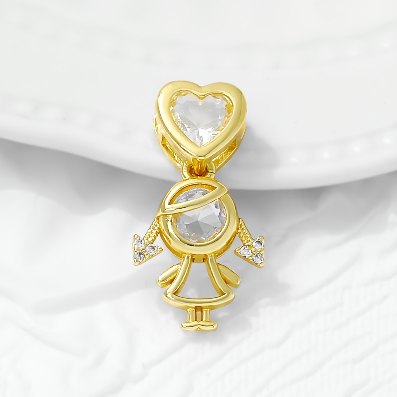 Women's Copper Heart Pendant with 18K Gold Plating & Zircon