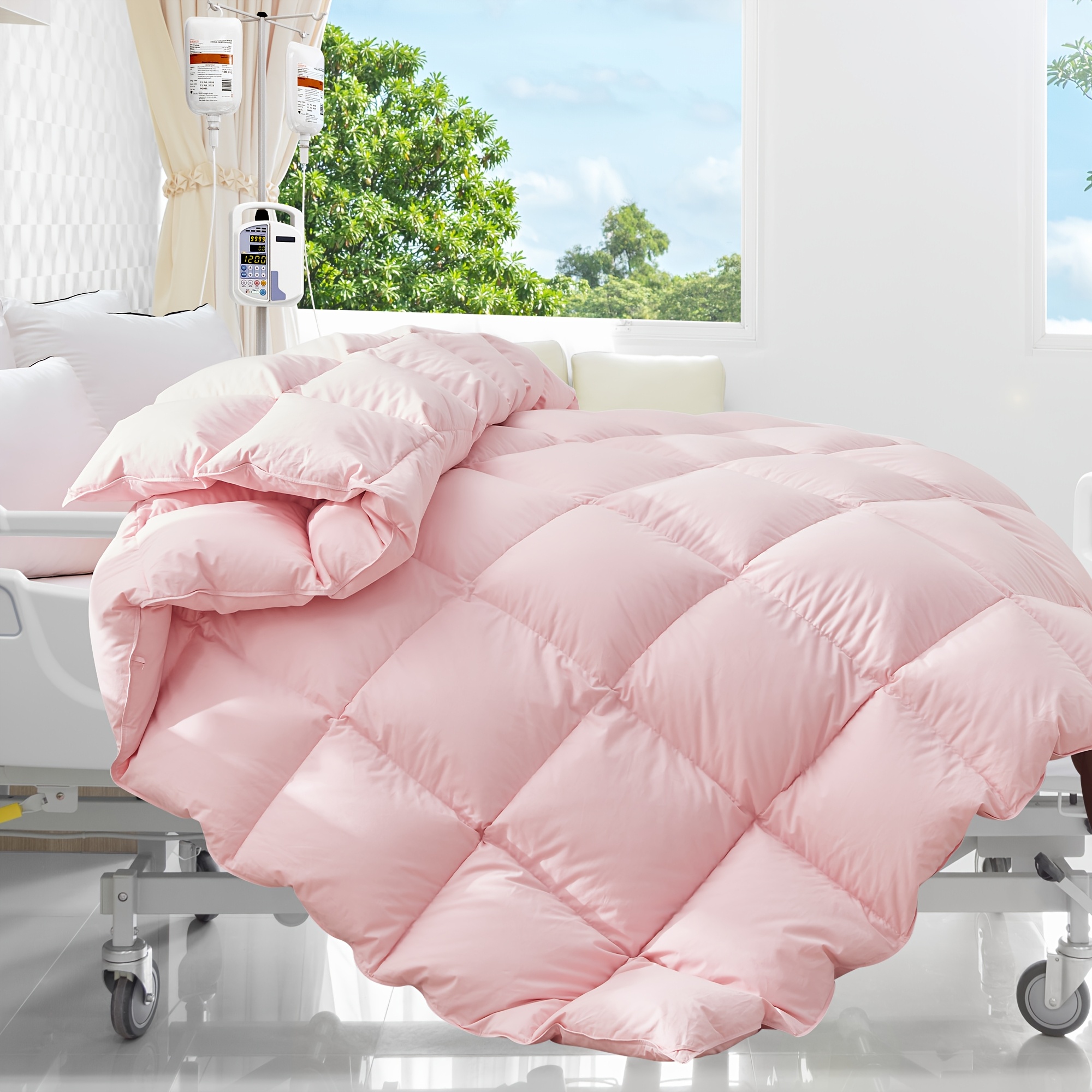 

Cosybay Comforter Queen Size, Fluffy Feather Down Duvet Insert Queen, All Season 100% Cotton Cover Bed Comforter With Corner Tabs (pink, 90"x90")