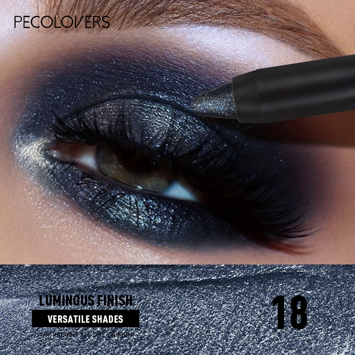 Smoky Dark Blue Eyeshadow Pencil Stick Waterproof Pearlescent Metallic Glitter Eye Shadow Highlighter Pen Makeup Tool