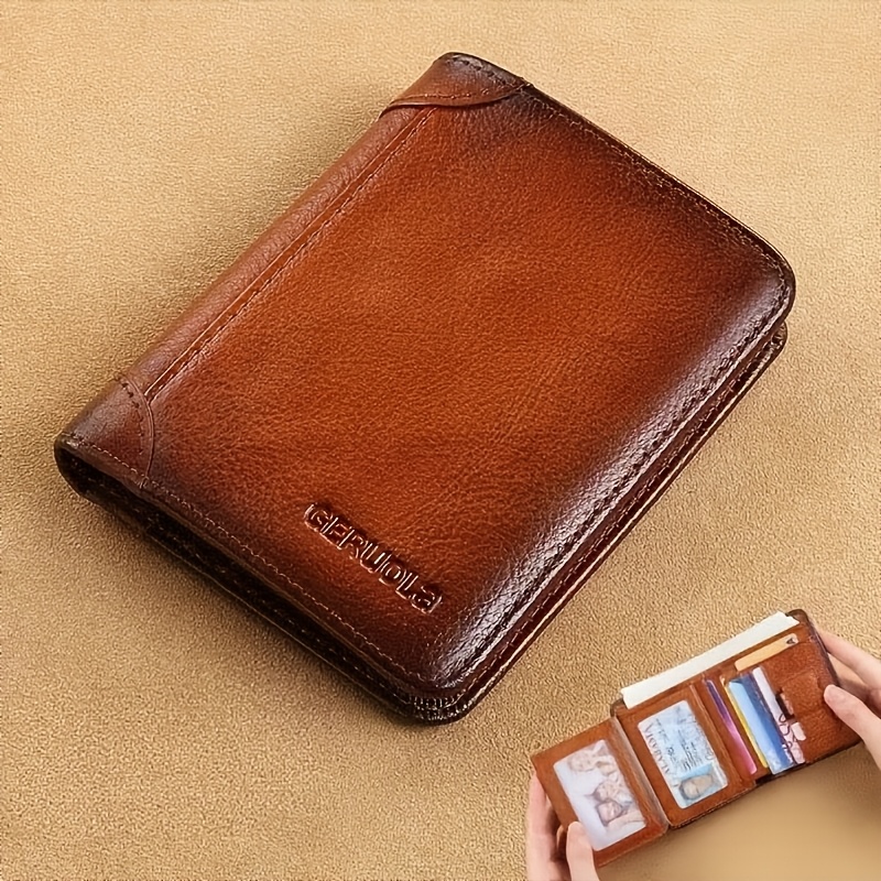 RFID Blocking Trifold Leather Wallet