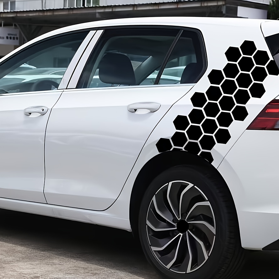 20pcs of solid hexagonal grid stickers for projects suitable for combining single application side hood rear sporty   for sedans car vinyl decals