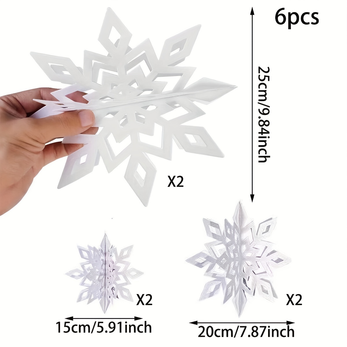 A Set Of 6 Snowflake Ornaments For Christmas Decoration, Creatively Designed For Enhancing The Atmosphere Malls And Jewelry Store Displays