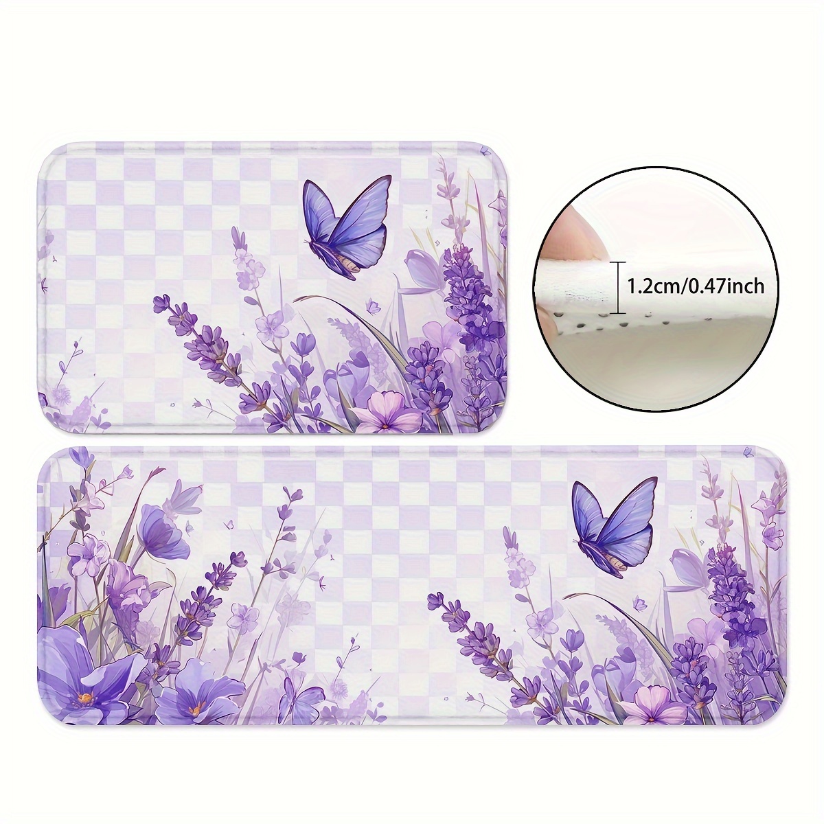 

1/2pcs, Butterfly Kitchen Mats, Non-slip And Durable Bathroom Pads, Comfortable Standing Runner Rugs, Carpets For Kitchen, Home, Office, Sink, Laundry Room, Bathroom, Spring Decor