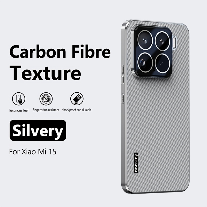 TEMU Phone Case: High-end Electroplated Soft-edge Carbon Fiber Phone Case, Suitable For Xiaomi 14/14 Pro/xiaomi 15, Full Lens Coverage With Precise