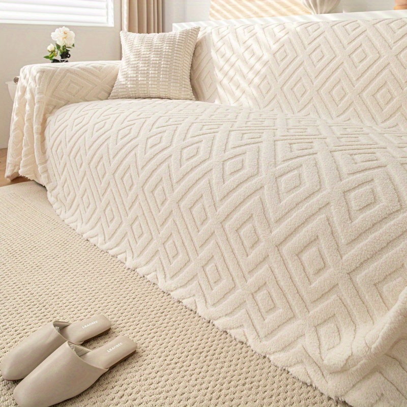 1pc of bohemian style jacquard double sided plush sofa towel warm sofa cover for autumn and winter pet friendly furniture protector suitable for all sofas machine washable suitable for living room bedroom office sofa cushion decoration