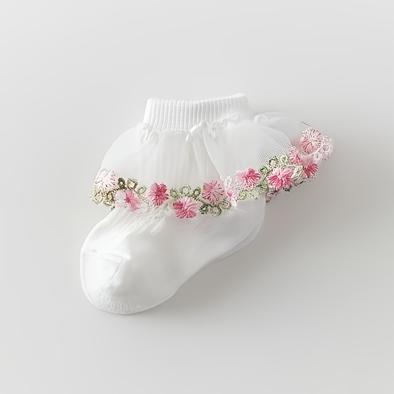 1/3 Double Floral Embroidered Mesh Lace Princess Elegant Lace Socks