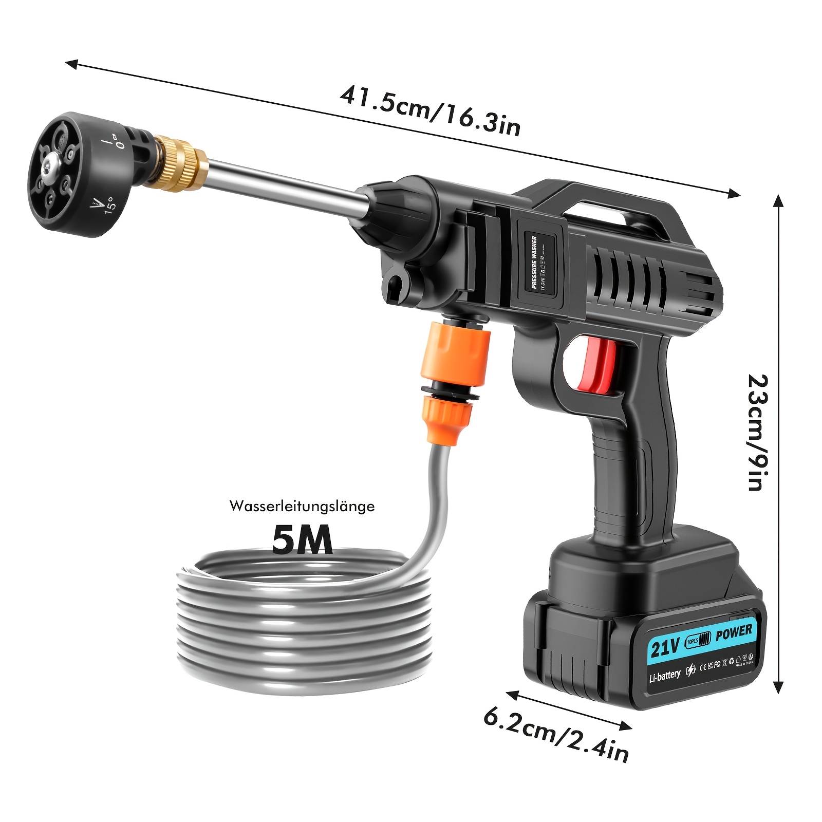 Image of Cordless High Voltage Cleaning Machine, Portable Spray Gun Car Washing Machine, Equipped With 21v 2000mah Battery And 1 Charger, Suitable For Car, Fence, Floor Cleaning, Garden Watering