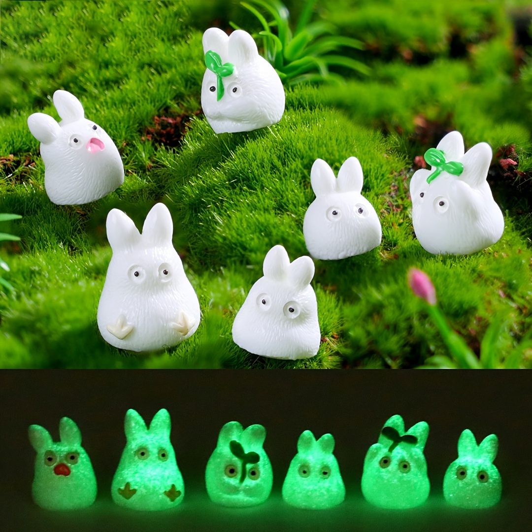 

6-pack Bunny Figurines, Resin Ornaments, No-electricity Decorative Accessories For Easter, New Year & Universal Celebrations, Diy Micro Landscape Decor