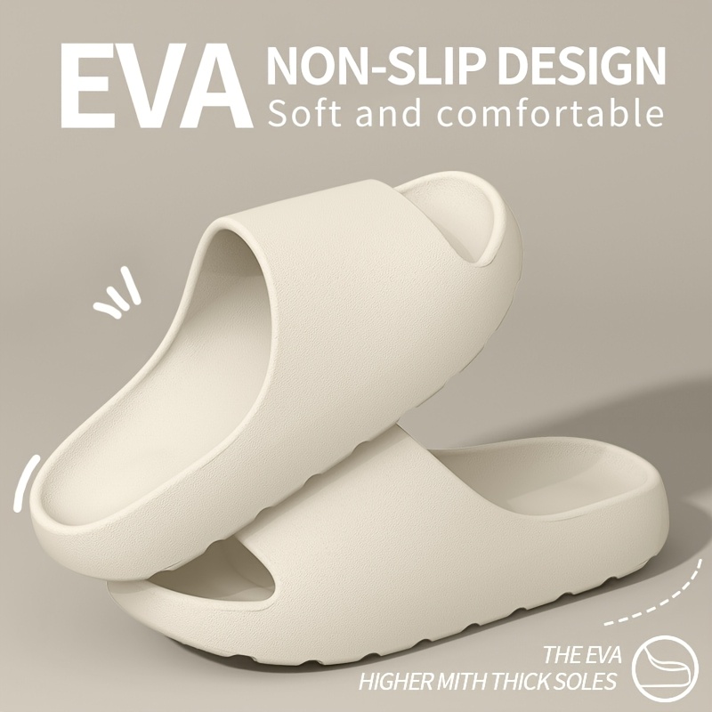 Lightweight EVA Slippers for Men and Women - Non-Slip, Comfortable Indoor and Outdoor Wear, White with Black Accents, All-Season Wear, Casual Home Shoes|Minimalist Design|Eva Upper Material