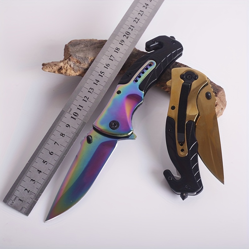 

1pc High Hardness Folding Knife With Non-slip Handle, Outdoor Camping Knife, Multi-functional Survival Knife