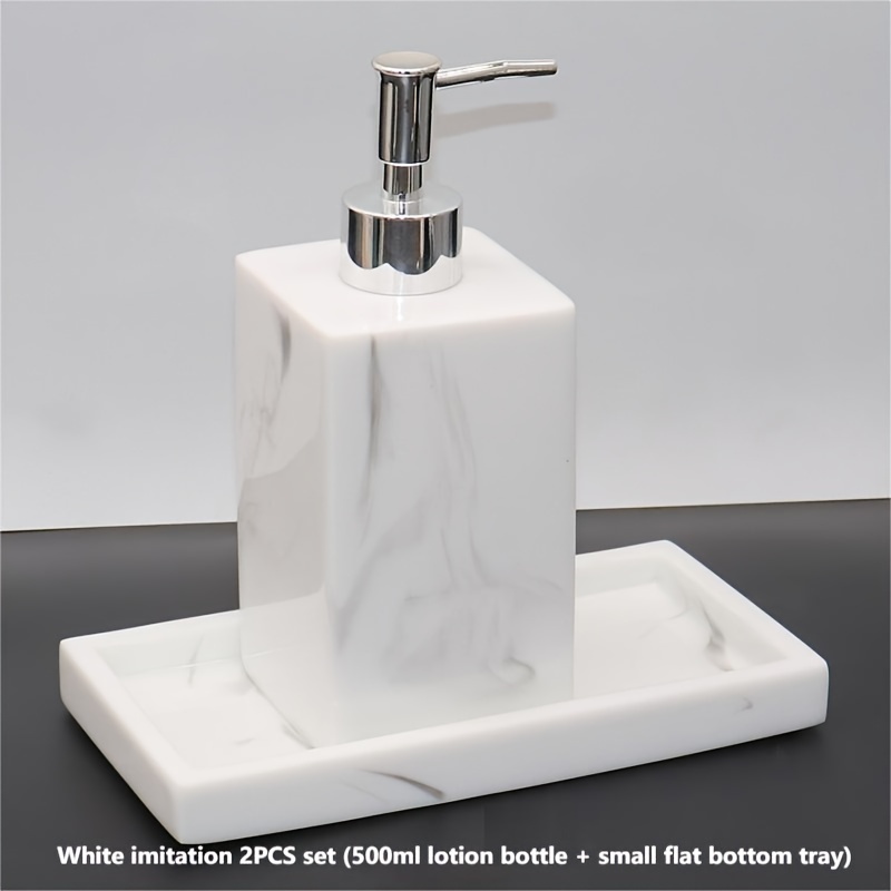 Image of European Style Bathroom Additions Set Bathroom Ornaments Soap Dispenser Lotion Bottle Tray Set