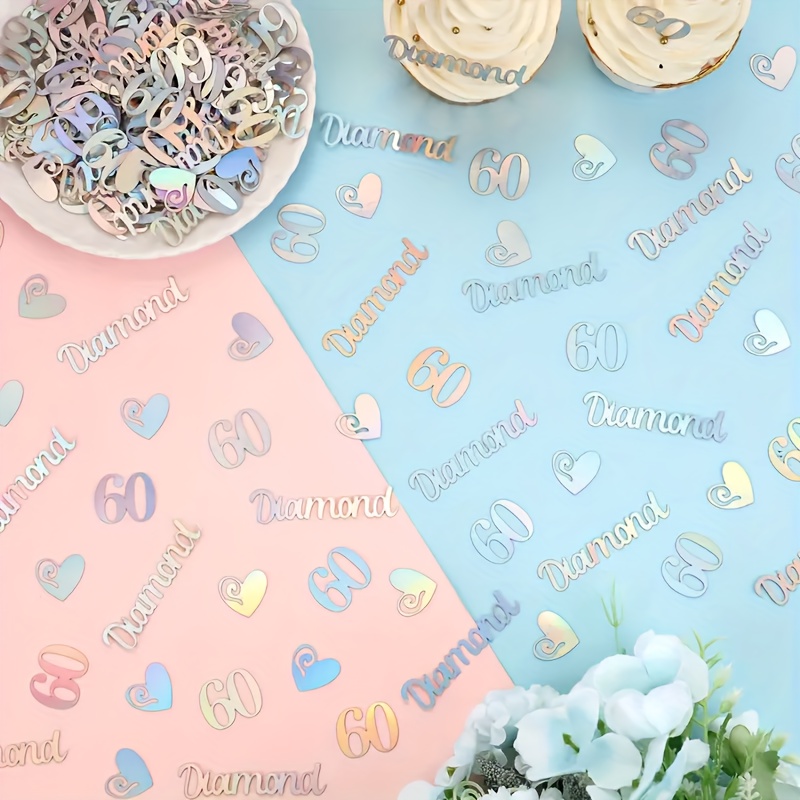 100pcs 60th Wedding Anniversary Confetti, Diamond Decorations For 60th Wedding Anniversary, Wedding Decoration Confetti For Throwing