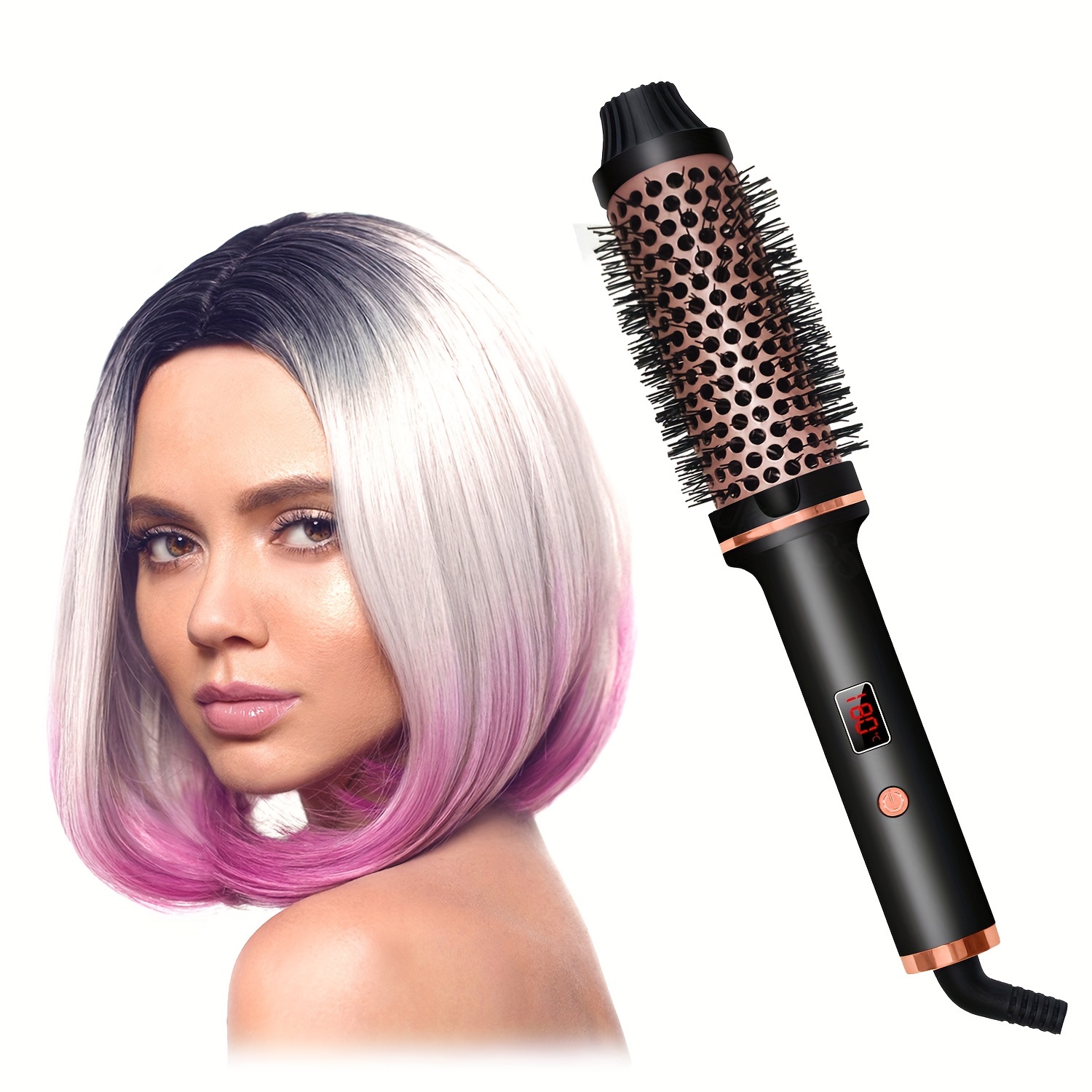 3-in-1 ceramic hair curling iron brush, hot air brush