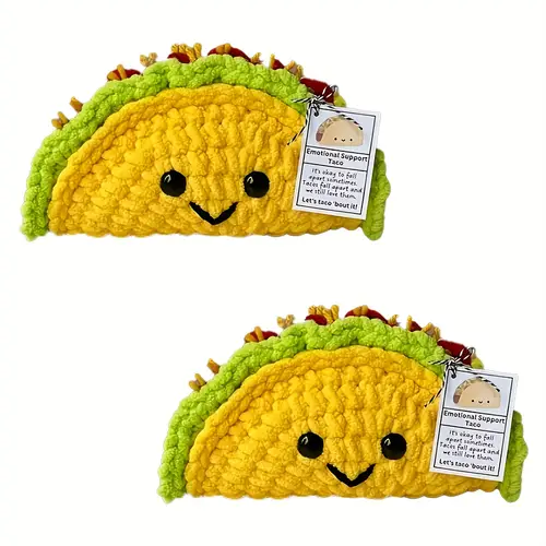 2pcs emotional support taco funny positive taco cute crochet potato positive card cheer up funny gag gifts adorable knitted dol l inspirational gift for her men women friends office decor party birthday