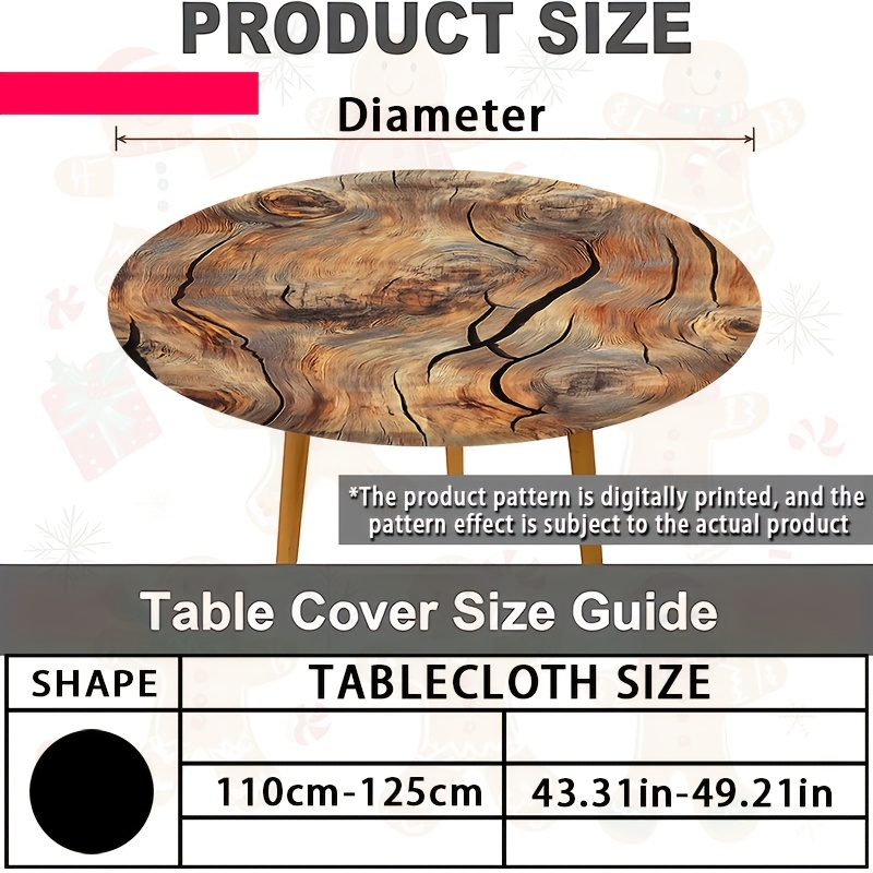 TEMU 2d Flat, 1pc Printed Round Tablecloth, Festive Atmosphere Decorative Tablecloth, Suitable For Birthday Parties, Home Dining Rooms, Study Rooms,