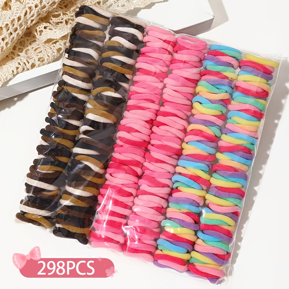 298pcs Multicolor Fashionable Basic Hair Ties Worn On Any Occasion, Making Them The For Styling Hair And For Lovely