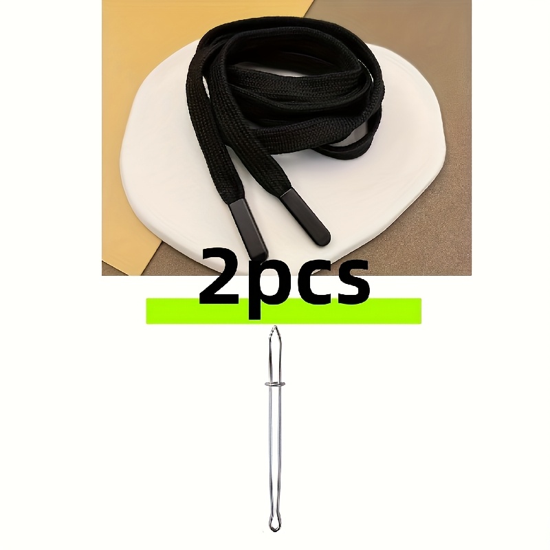 TEMU 2pcs Diy Elastic Band Set - 55in Elastic Drawstring And Elastic Cord Feeder, Sweatshirt Hoodie Drawstring, Sweatpants Casual Pants Waistband