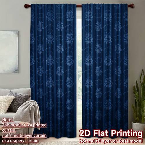 2d flat 2pcs 2d flat printing polyester material floral curtains suitable for all rooms are used seasonally without poles 2d flat
