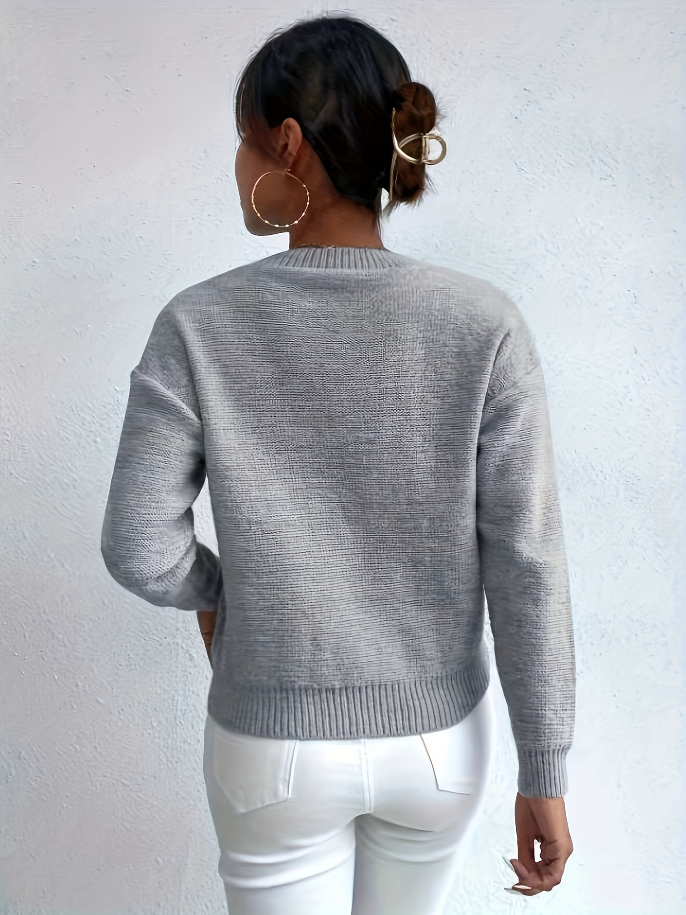 zopfmuster pullover rundhalsausschnitt eleganter Temu Austria
