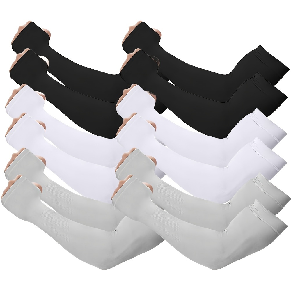 TEMU 6pairs Cooling Uv Protection Arm Sleeves, Breathable Plain Color Sleeves, Suitable For Summer Outdoor Activities