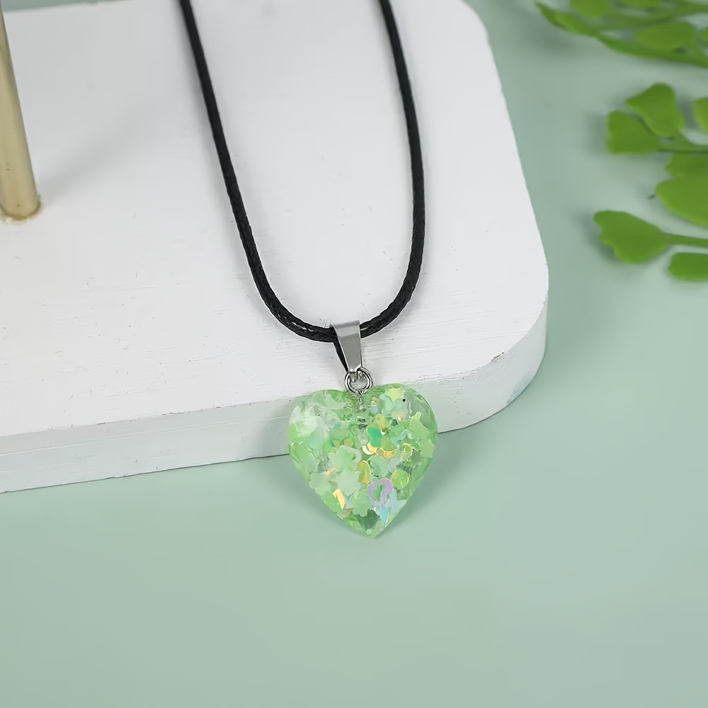 12pcs Natural Fluorescent Resin Pendant Heart Shaped for Jewelry Making