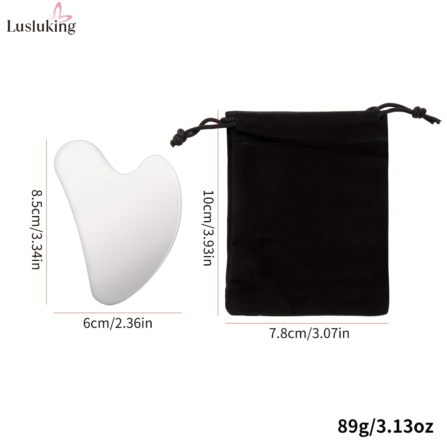A Stainless Steel Gua Sha Instrument Designed For Skin-tightening Massages And Beauty Scraping, Suitable For The Body, Eyes, And Neck, Includes A Travel Pouch. A Skincare Gift In Silvery.