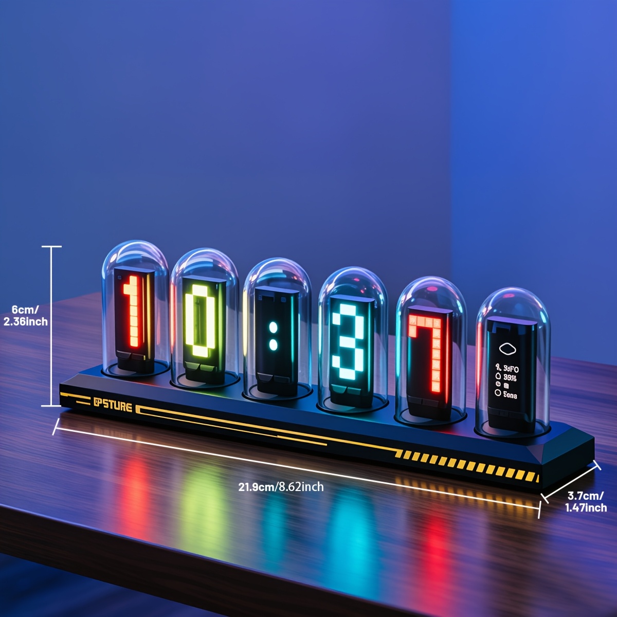 Tube Desk Lamp With Ips Screen, App-controlled, Light And Photo Bg, Sync Local , Of Colors, Ideal For Desk, Nightstand, Gift