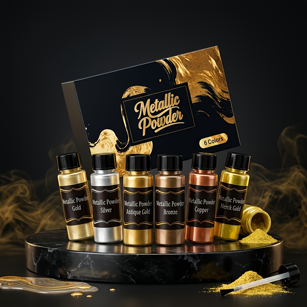 [professional Art ]high-end 6-color Metallic Acrylic Paint Set With Brush Included - Portable For Artists And Beginners, High-concentration , Craft & Decorative Painting Tool Kit