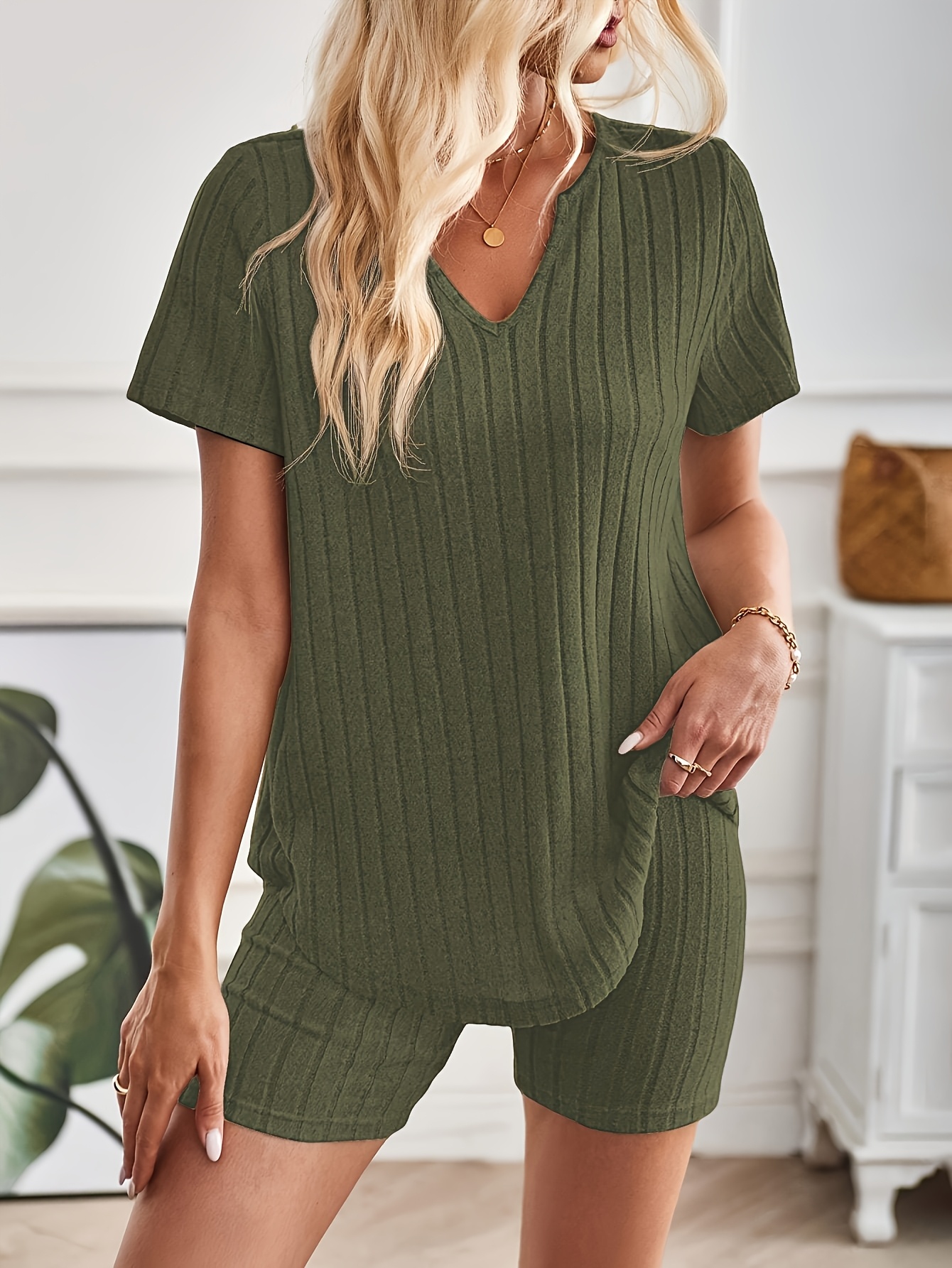 ensemble haut short à manches courtes col Temu Mauritius