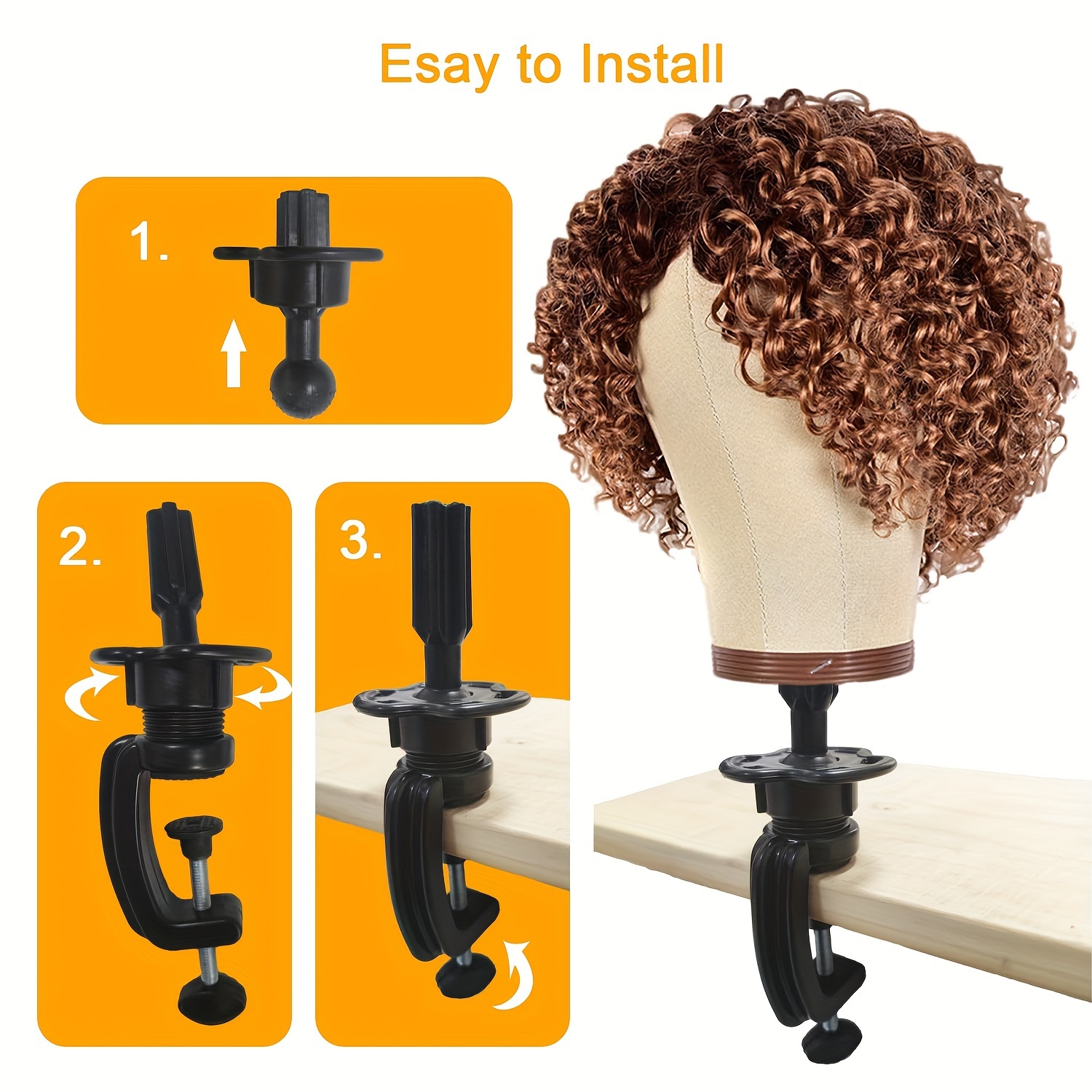 

2 Pack Wig Head Stand, Wig Mannequin Head Stand, Cosmetology Stand Mannequin Head Holder Clamp Black Wig Stand Holder